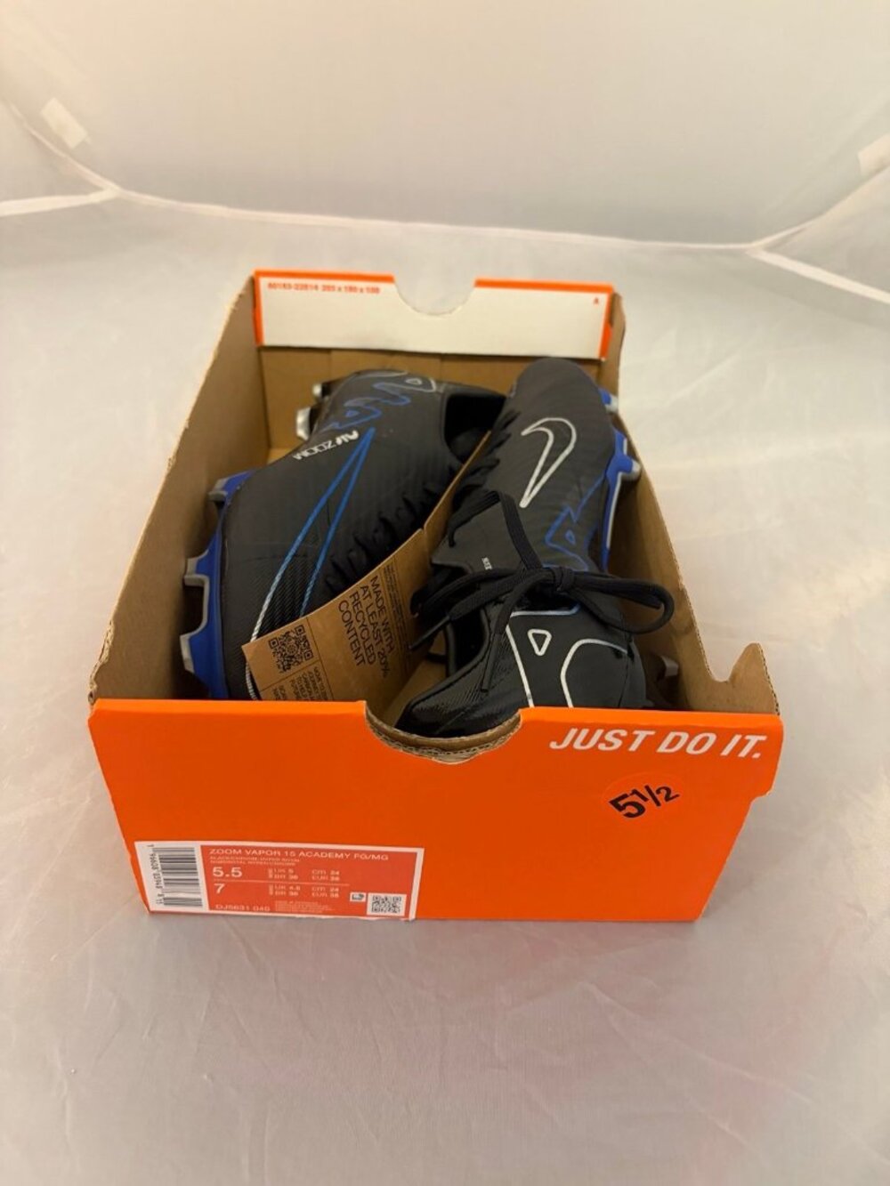 Nike Zoom Vapor 15 Academy black blue soccer cleats men’s size 5.5 DJ5631 040 - Picture 6 of 9